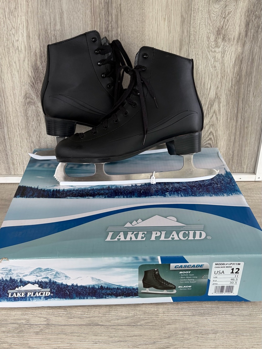 Cascade Lake Placid Figure Ice Skates Men Size 12  Black New In Box